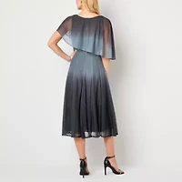 Danny & Nicole Womens Short Sleeve Ombre Midi Fit + Flare Dress