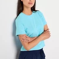Xersion Everyday Womens Crew Neck Short Sleeve T-Shirt Tall