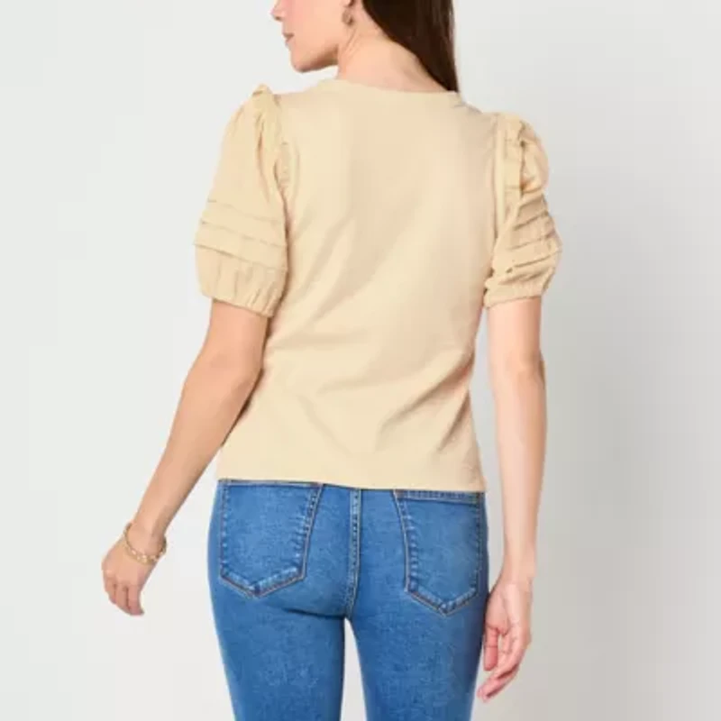 Frye and Co. Womens Square Neck Short Sleeve Blouse