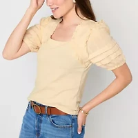 Frye and Co. Womens Square Neck Short Sleeve Blouse