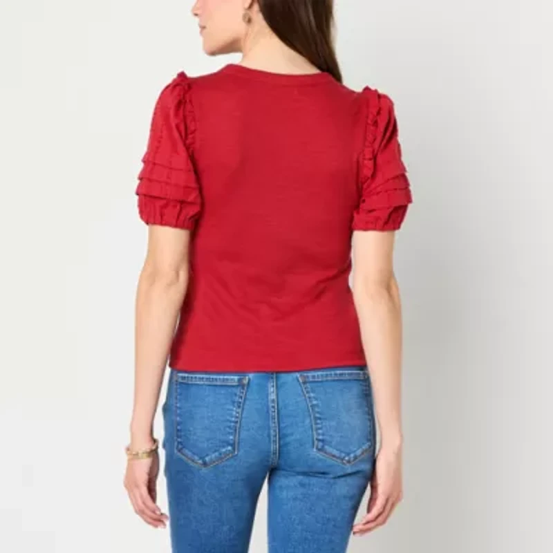 Frye and Co. Womens Square Neck Short Sleeve Blouse