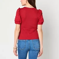 Frye and Co. Womens Square Neck Short Sleeve Blouse