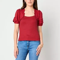 Frye and Co. Womens Square Neck Short Sleeve Blouse