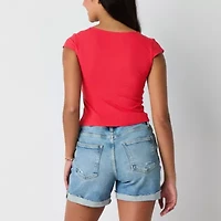 Arizona Womens Juniors V Neck Short Sleeve T-Shirt