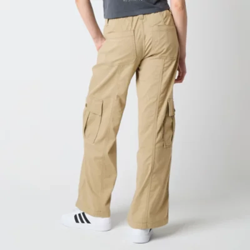 Arizona Cargo Womens Wide Leg Low Rise Juniors Flat Front Pant