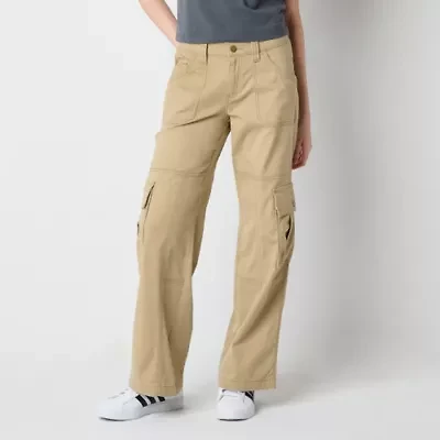 Arizona Cargo Womens Wide Leg Low Rise Juniors Flat Front Pant