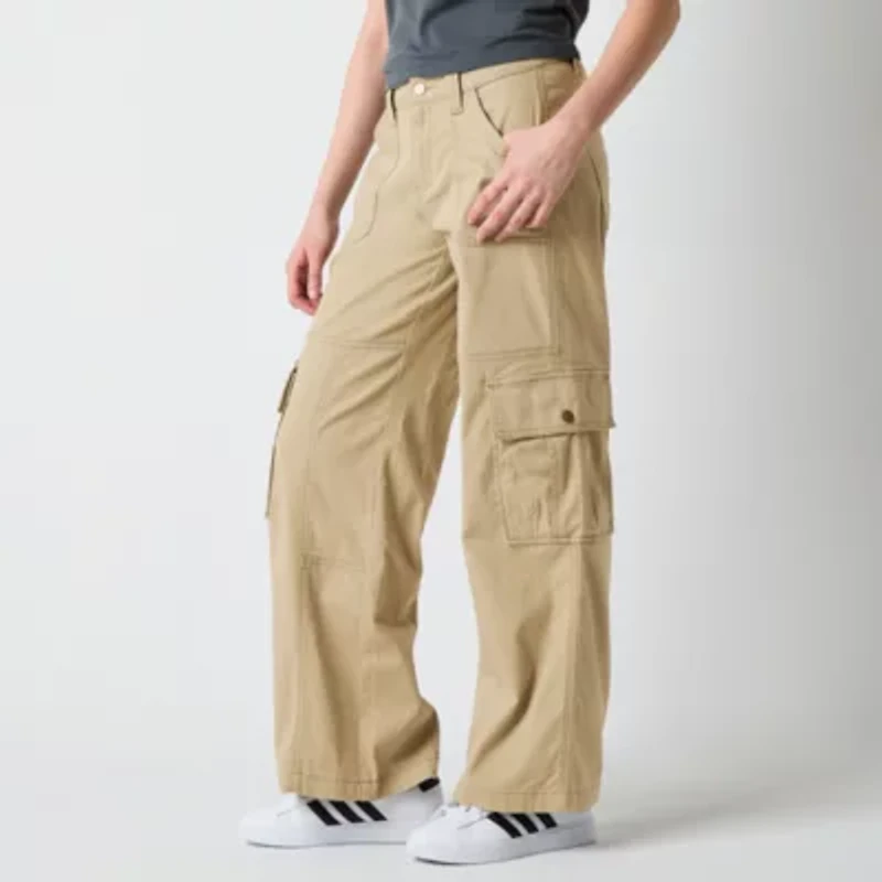 Arizona Cargo Womens Wide Leg Low Rise Juniors Flat Front Pant