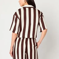 Worthington Womens Elbow Sleeve Satin Blouse