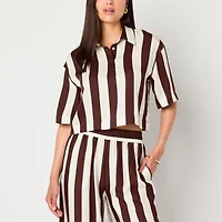 Worthington Womens Elbow Sleeve Satin Blouse