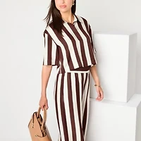 Worthington Womens Elbow Sleeve Satin Blouse