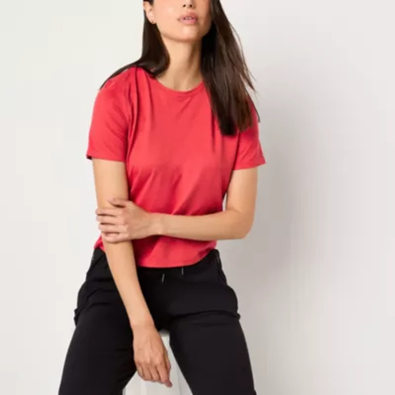 Xersion Everyday Womens Crew Neck Short Sleeve Quick Dry Active T-Shirt
