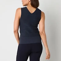 Liz Claiborne Womens V Neck Sleeveless Tank Top