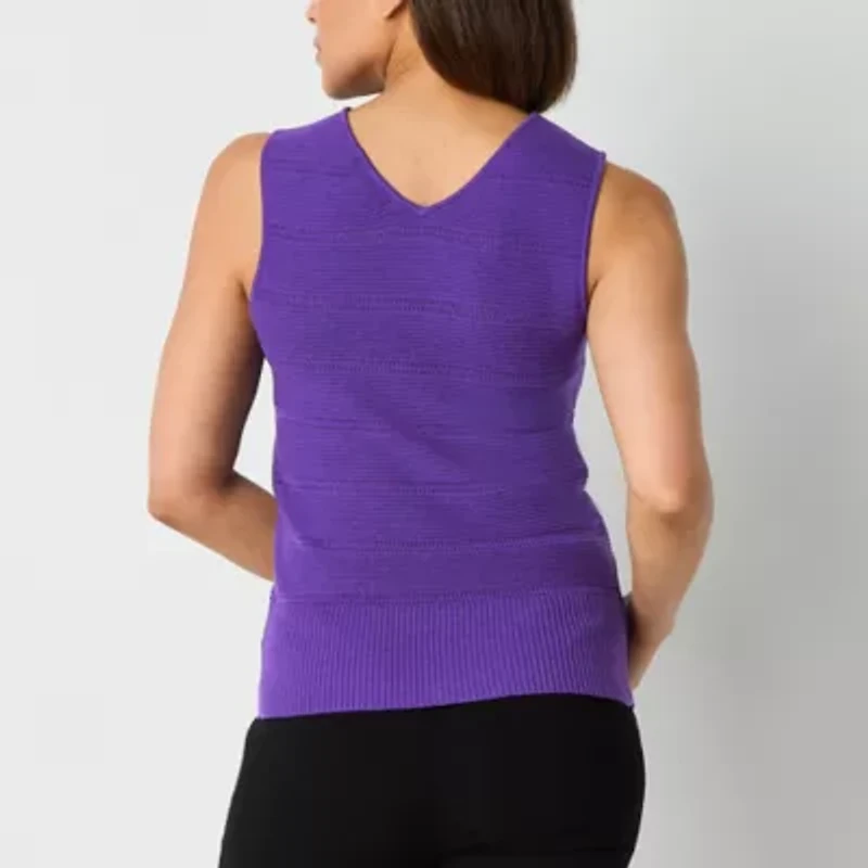 Liz Claiborne Womens V Neck Sleeveless Tank Top