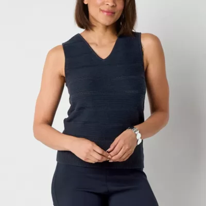 Liz Claiborne Womens V Neck Sleeveless Tank Top