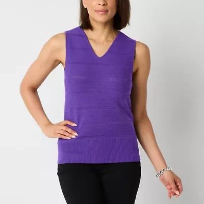 Liz Claiborne Womens V Neck Sleeveless Tank Top