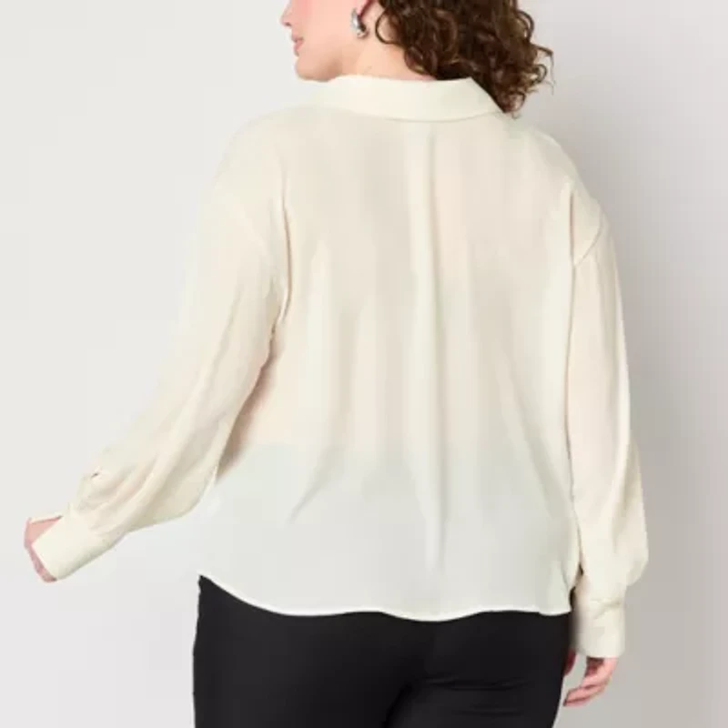 Worthington Plus Womens Soft Blouse