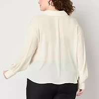 Worthington Plus Womens Soft Blouse
