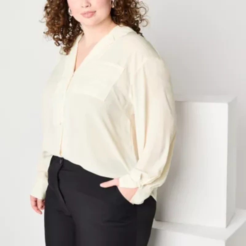 Worthington Plus Womens Soft Blouse