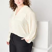 Worthington Plus Womens Soft Blouse