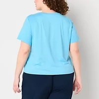 Xersion Everyday Womens Crew Neck Short Sleeve Quick Dry Active Plus T-Shirt