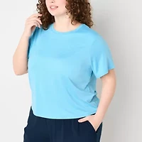 Xersion Everyday Womens Crew Neck Short Sleeve Quick Dry Active Plus T-Shirt