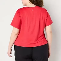 Xersion Everyday Womens Plus Crew Neck Short Sleeve Quick Dry Active T-Shirt