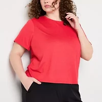 Xersion Everyday Womens Plus Crew Neck Short Sleeve Quick Dry Active T-Shirt