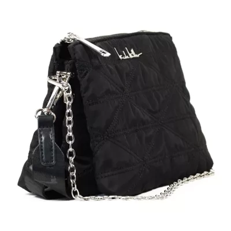 Nicole Miller Nylon Triple Compartment Crossbody Bag