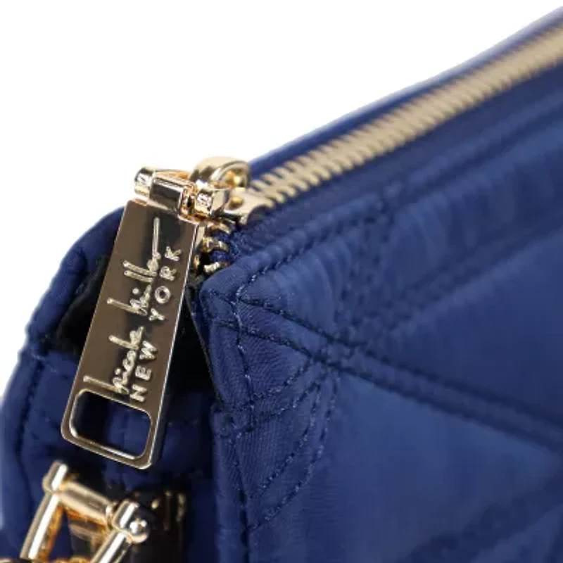 Nicole Miller Nylon Triple Compartment Crossbody Bag