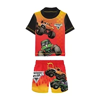 Toddler Boys Uv Protection Monster Jam 2-pc. Rash Guard Set