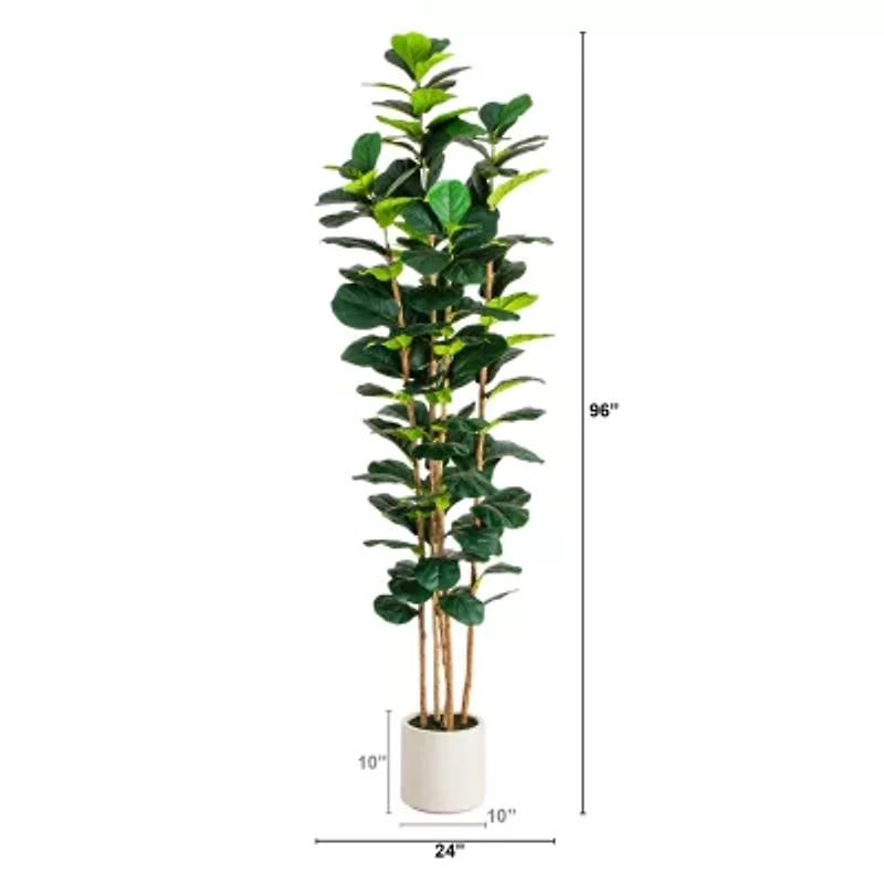 Nearly Natural 8ft Fiddle Leaf Decorative White Indoor Artificial Tree