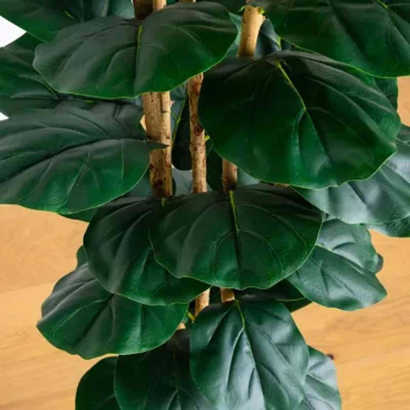 Nearly Natural 8ft Fiddle Leaf Decorative White Indoor Artificial Tree
