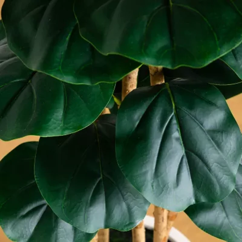 Nearly Natural 8ft Fiddle Leaf Decorative White Indoor Artificial Tree