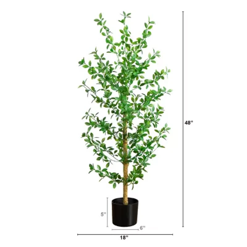Nearly Natural 4ft Shady Lady Black Olive Indoor Artificial Tree