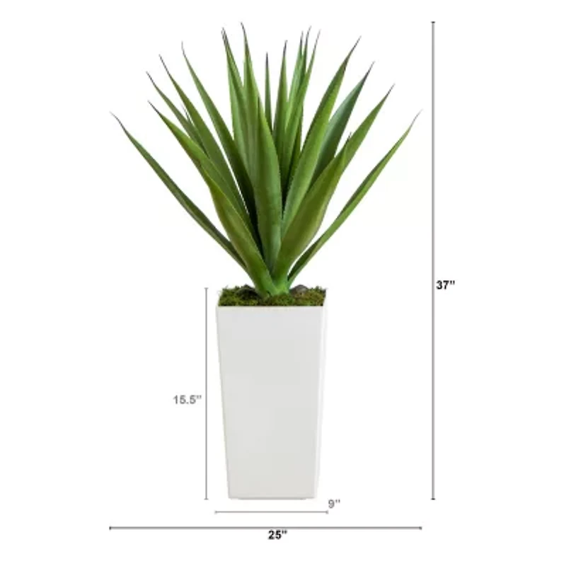 Nearly Natural 37" Agave White Tower Artificial Plant