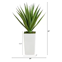 Nearly Natural 37" Agave White Tower Artificial Plant
