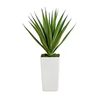 Nearly Natural 37" Agave White Tower Artificial Plant
