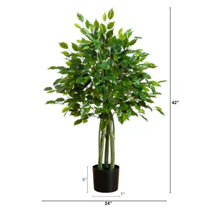 Nearly Natural 4ft Ficus Indoor Outdoor Artificial Tree