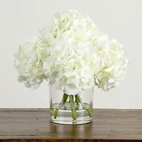 Nearly Natural 14" Hydrangea Glass Vase Artificial Flowers