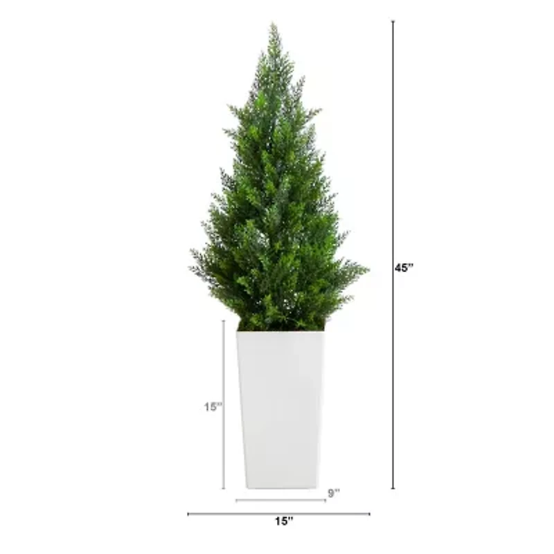 Nearly Natural 45" Cedar White Tower Indoor Outdoor Artificial Tree