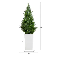 Nearly Natural 45" Cedar White Tower Indoor Outdoor Artificial Tree