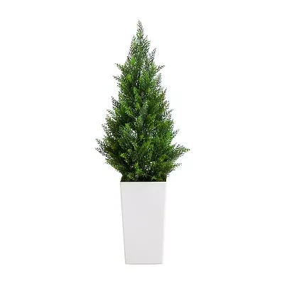 Nearly Natural 45" Cedar White Tower Indoor Outdoor Artificial Tree