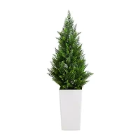 Nearly Natural 45" Cedar White Tower Indoor Outdoor Artificial Tree