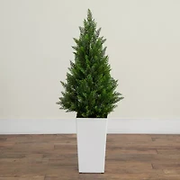 Nearly Natural 45" Cedar White Tower Indoor Outdoor Artificial Tree