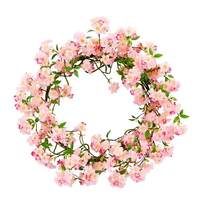 Nearly Natural 30" Pink Cherry Blossom Wreath