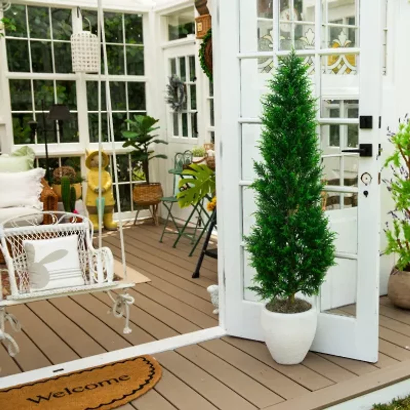 Nearly Natural 5ft Cypress Tower Indoor Outdoor Artificial Tree