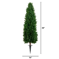 Nearly Natural 2-pc. 4ft Cedar Integrated Ground Stake Artificial Plant