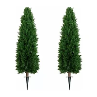 Nearly Natural 2-pc. 4ft Cedar Integrated Ground Stake Artificial Plant