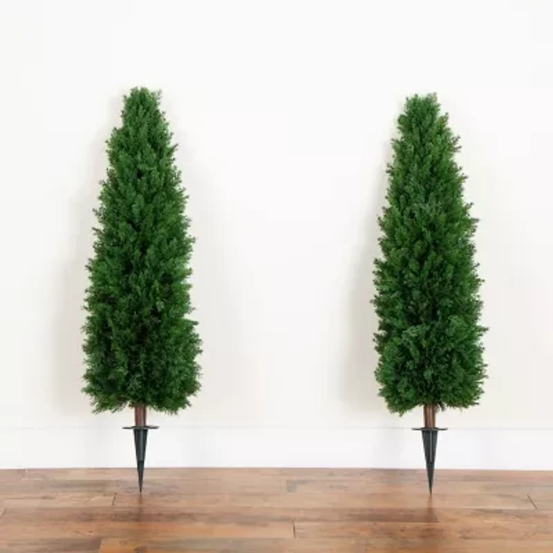 Nearly Natural 2-pc. 4ft Cedar Integrated Ground Stake Artificial Plant