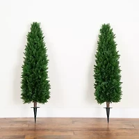 Nearly Natural 2-pc. 4ft Cedar Integrated Ground Stake Artificial Plant